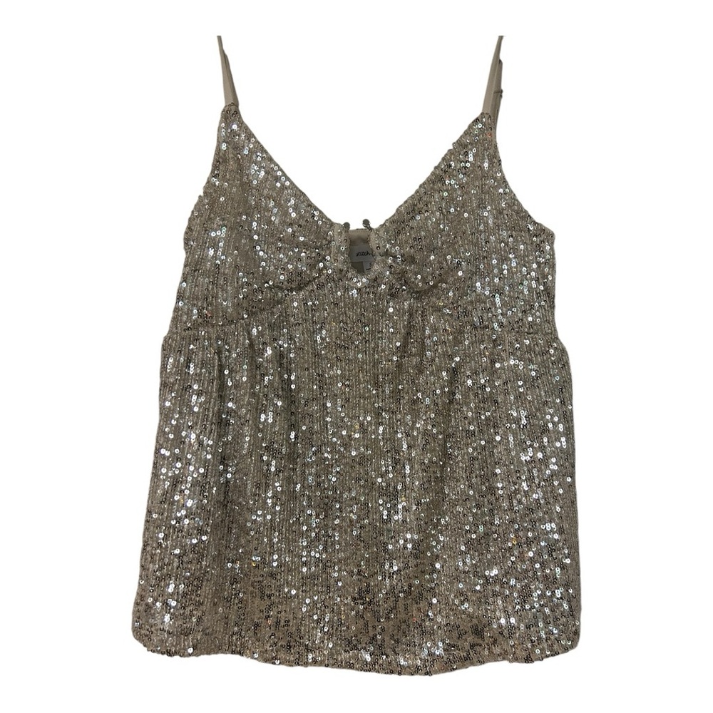 Cream sequence tank top